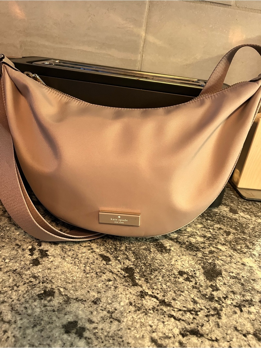 CARTER BEIGE NYLON SLING CROSSBODY HAND BAG